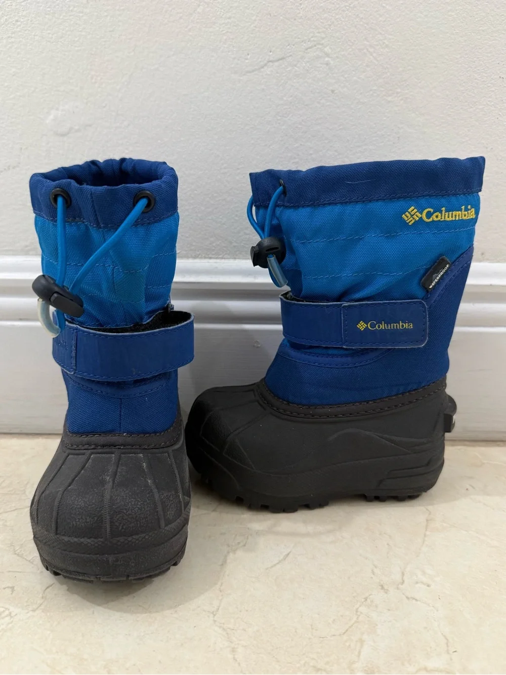 Columbia Powderbug Plus II Blue Boys' Waterproof Winter Boots Size 7 Toddler EUC